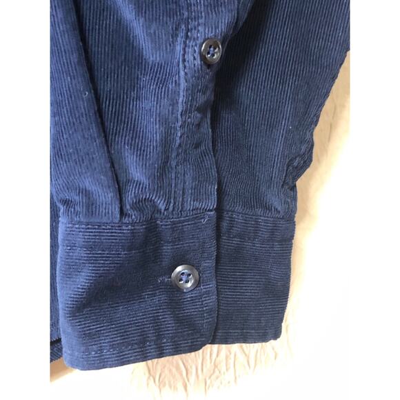Express Solid Corduroy Button Down Casual Shirt Top Navy Blue Academia 17-171/2 - Picture 7 of 11